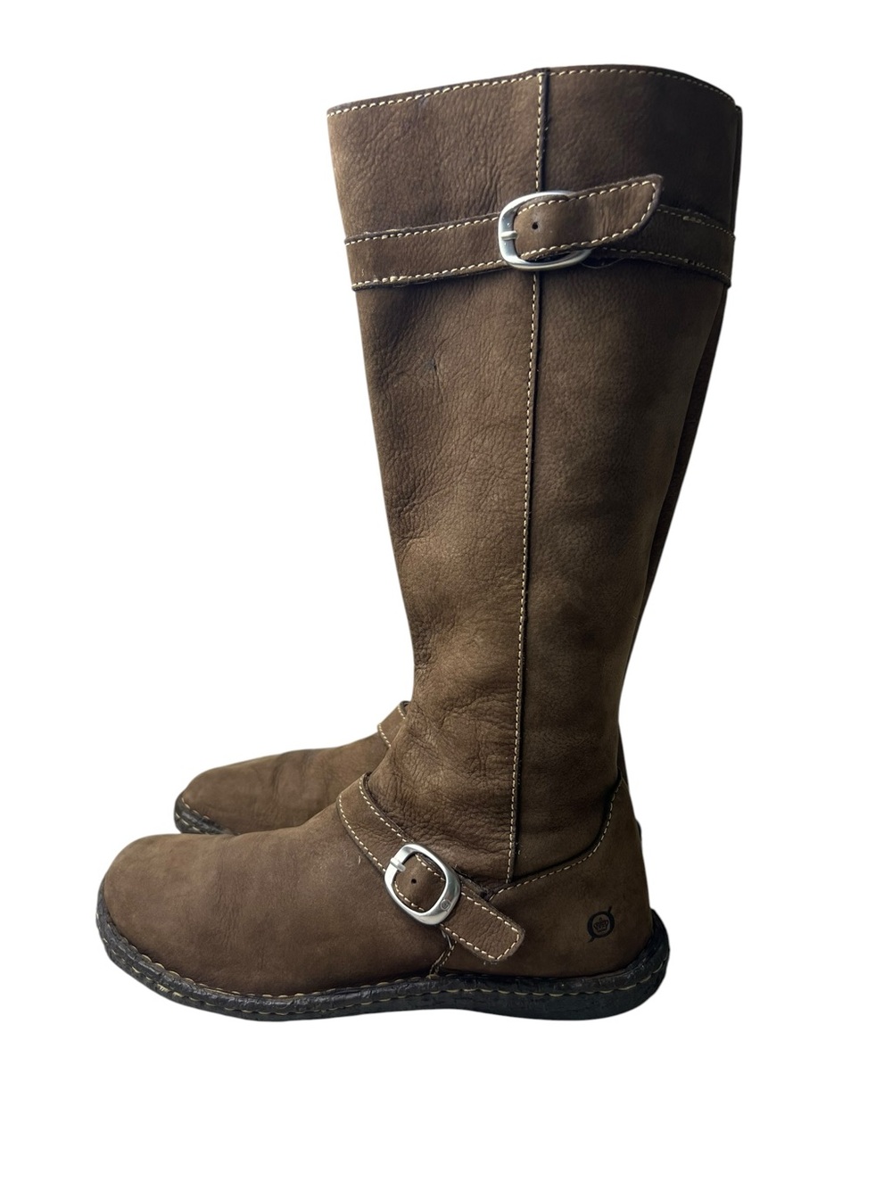 Born Kenya Mid Calf Size Women’s 9 Brown Leather Tall Boots - Picture 3 of 14